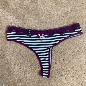 Cotton and Lace Thong Panties